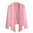 thumbnail image 2 of BADHUB Sheer Bolero Shrug for Women Long Sleeve Lightweight Casual Summer Fall Vacation Draped Cardigan Shawl Pink 2XL, 2 of 8