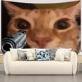 thumbnail image 3 of Divertido tapiz para colgar en la pared, estilo meme de gato, 150 x 130 cm, 3 of 3