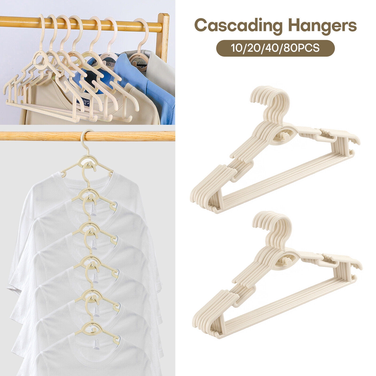 5 pcs Extendable Rotating Clothes Hanger Non Slip Extra Large Hangers  Plastic