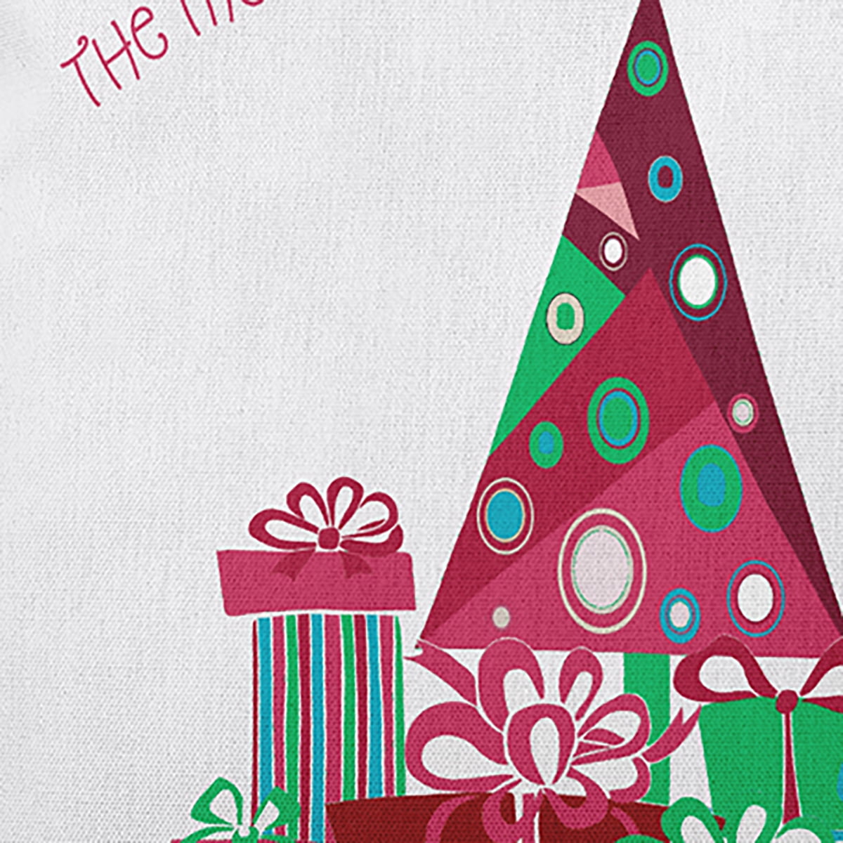 20" x 20" Simply Daisy Tree and Gifts Polyester Indoor/Outdoor Pillow, Holiday Pink Qty 1