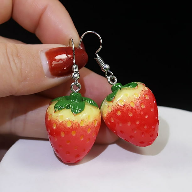 Cheers 1 Pair Vivid Charming Red Dangle Earrings Lovely Fruit
