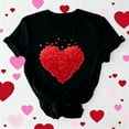 thumbnail image 2 of Horkkom Heart Shirts for Women Valentines Day Heart Print Graphic Tee Crewneck Short Sleeve Shirts XL, Gifts for Women, 2 of 7
