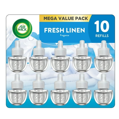 Air Wick Plug-In Scented Oil Air Freshener Warmer Refills, Fresh Linen, 10 Count
