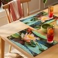 thumbnail image 4 of Summer Lotus Placemats Set of 8, Flowers Frogs Dragonflies Animal Non-Slip Place Mats Washable Table Mats for Kitchen Dining Table Decorations Indoor/Outdoor, 4 of 9