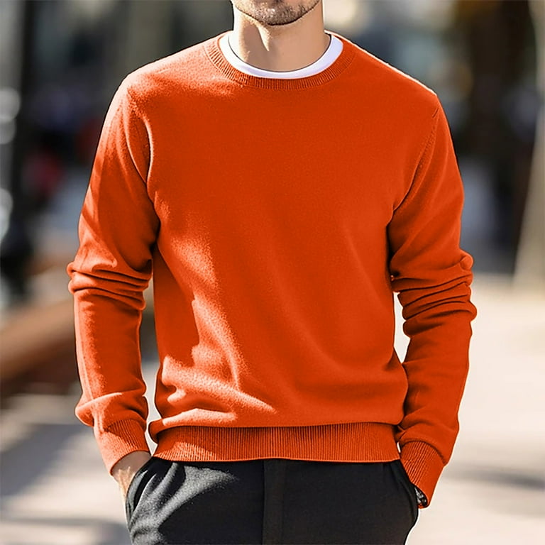 Orange crew neck sweater mens online