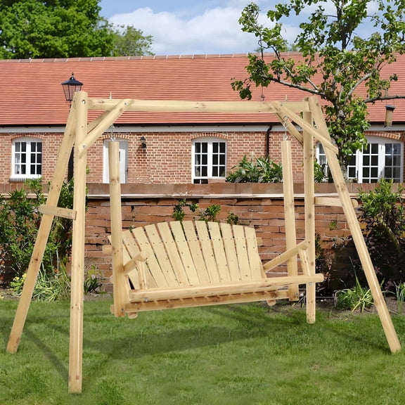 Epicozy Porch Swing with Built In Armrest, Natural