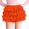 thumbnail image 3 of Pantalones Bombachos de Encaje Multicapa Y2K para Mujer, Pantalones Cortos con Volantes, Pantalones Cortos de Calabaza, Enaguas Dulces con Cintura Elástica. Naranja Rojo M, 3 of 7