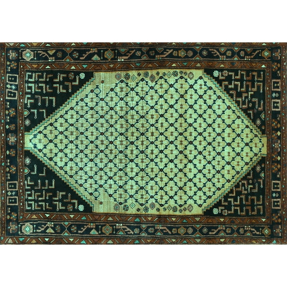 Ahgly Company Machine Washable Indoor Rectangle Persian Turquoise Blue Traditional Area Rugs, 5' x 7'