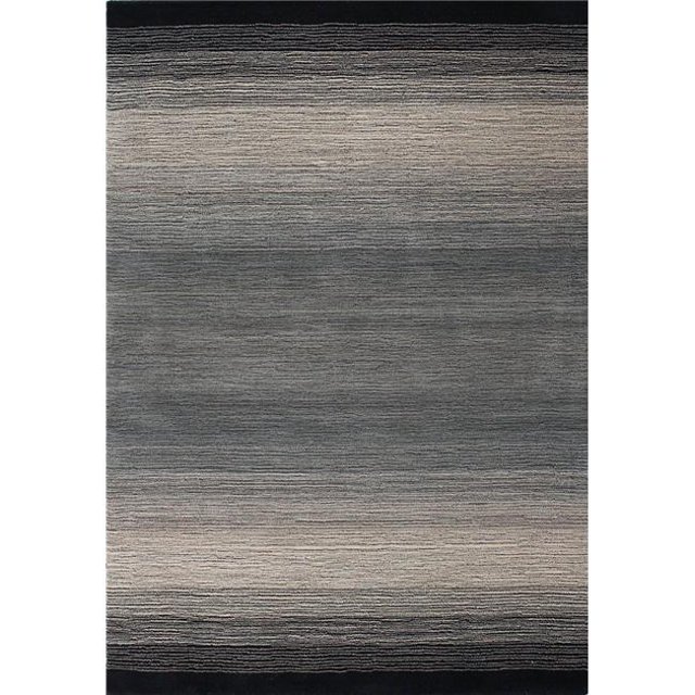 Bashian S176-BK-5X8-ALM195 Bashian Contempo Collection Striped Contemporary 100 Percent Wool Hand Loomed Area Rug, Black - 5 ft. x 7 ft. 6 in.
