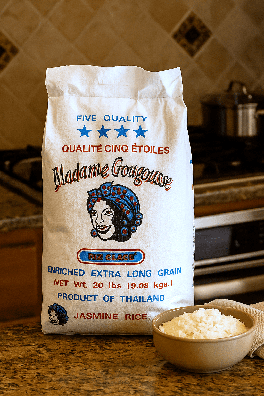 Madame Gougousse Jasmine Rice 20 Pound Bag, Gluten Free