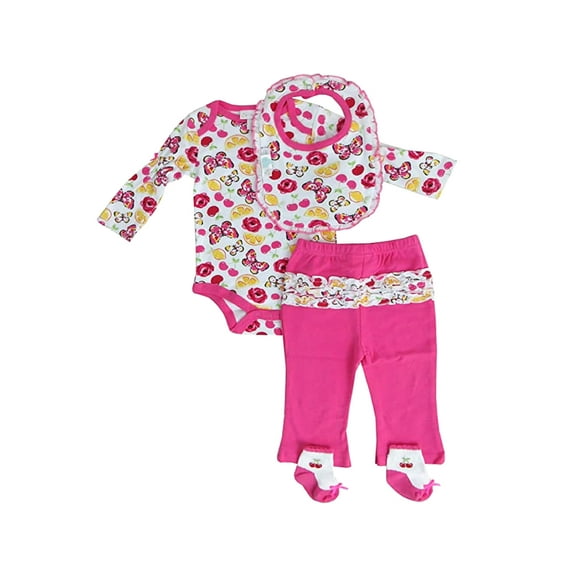 Nursery Rhyme Baby Girls Life is Sweet 4 Piece Set- Pink/butterflies (9 Month)