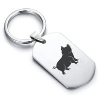 Stainless Steel Pig Good Luck Charm Dog Tag Keychain Circle Ring