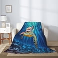 thumbnail image 4 of PHELIKA Sea Turtle Swiming In Underwater 01 All Season Soft Throw Blanket Lightweight Flannel Fleece Blankets 50" x 60", 4 of 8