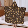 thumbnail image 5 of Brown Sun Moon Cloud Pattern Hooded Bath Towel，60"x35" for Ages 3 To 12 Kids, Quick Dry Lightweight Soft Microfiber Hood Beach Towel Cover Up for Kids, 5 of 7