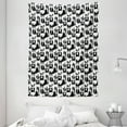 thumbnail image 1 of Bulldog Tapestry, Doodle Style Fun Pattern with Playful Domestic Pets in Party Hats and Crowns, Wall Hanging for Bedroom Living Room Dorm Decor, 60W X 80L Inches, Black and White, by Ambesonne, 1 of 2