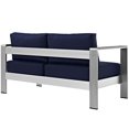 thumbnail image 3 of Ergode Shore Outdoor Patio Aluminum Loveseat - Silver Navy, 3 of 4