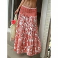 thumbnail image 5 of Color 4 Women Blue And White Paisley Printed Boho Tiered Maxi Skirt With Smocked Waist, 5 of 5