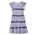thumbnail image 5 of FamilyThread Girls Summer Stripe Dresses with Ruffle Short Sleeve Casual A-Line Swing Twirly School Sundress For 5-14Y, 5 of 8