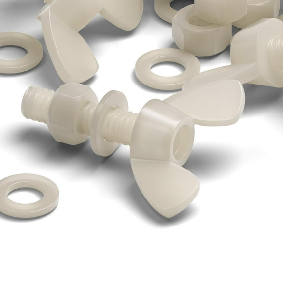 50 x Nylon Butterfly, Wing Nut with thread, machine screws, includes nuts & washers, M5 x 20mm, (13/64 x 25/32 in)