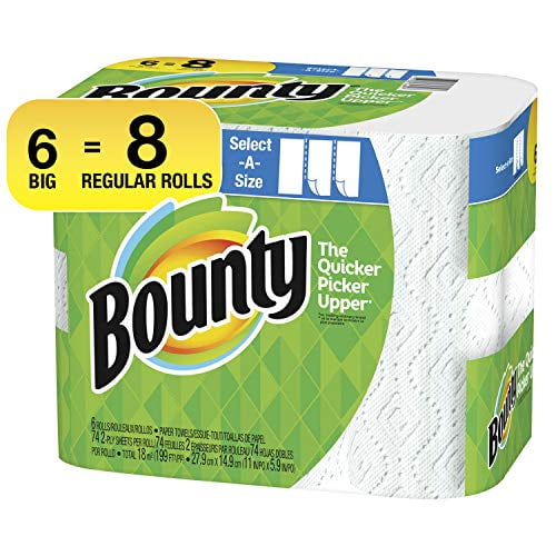Bounty Select-A-Size Paper Towels, White, 6 Count