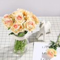 thumbnail image 2 of Conjunto de 12 rosas artificiales, flores de seda falsas decorativas con un solo tallo, flor realista, champán Sincero Electrónica, 2 of 5