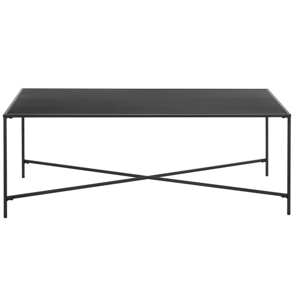 Evelyn&Zoe Henley 48" Wide Rectangular Coffee Table with Metal Top, Blackened Bronze