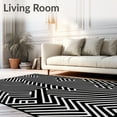 thumbnail image 2 of ODIKA 2'x3' Machine Washable Non-Slip Area Rug, Zigzag Shag Contemporary Wave Design High Traffic Rug with Pad, Black, 557764, 2 of 8