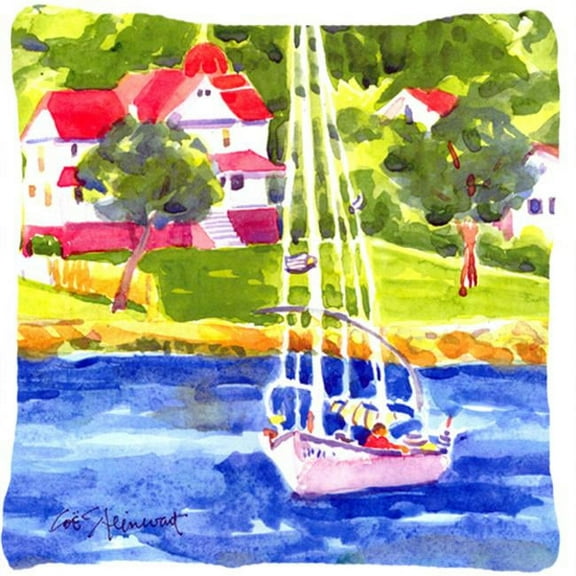 Carolines Treasures 14 x 14 in. Sailboat on the Lake Decorative Fabric Pillow