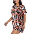 thumbnail image 2 of Wukai Cool Flamingo Print Women's Pajama Set - Short-Sleeve Top and Shorts with Elastic Waistband and Pockets for Loungewear, Yoga, and Casual Wear-X-Large, 2 of 8