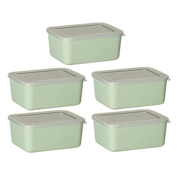 Wosthever Contenedores de plástico transparentes para alimentario: para almacenar ingredientes líquidos y secos Tapa hermética Organizadores de utensilios de cocina Verde 5 piezas