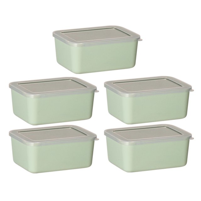 Moyic Contenedor de plástico de alimentaria con tapa transparente - Contenedores de almacenamiento de alimentos de seguridad y frescura Organizadores de utensilios de cocina Verde 5 piezas