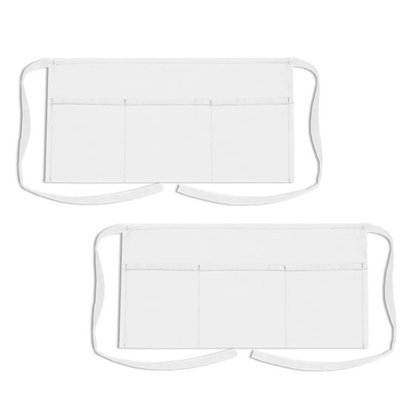 Toptie 2 Pack Waitress Waiter Server Bistro Waist Apron with 3 Pockets, Restaurant Kitchen Chef Half Aprons, 24"W x 12"H-White