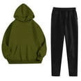 thumbnail image 3 of Dazajoo 2 Piece Sweatsuits for Women Long Sleeve Hoodies Matching Drawstring Pants with Pockets Sets Lightweight Outdoor Lounge Suits Army Green,XXL, 3 of 6