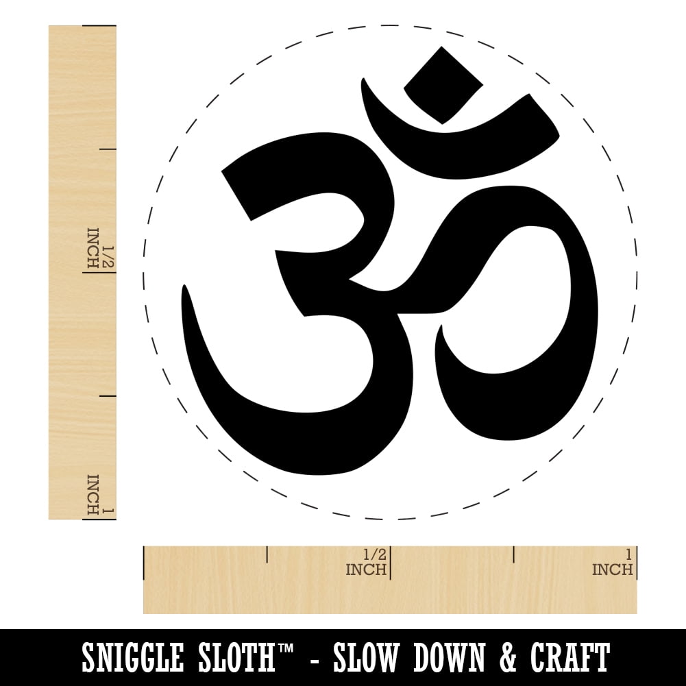 Om Aum Hinduism Buddhism Jainism Yoga Symbol Self-Inking Rubber Stamp Ink Stamper - Brown Ink - Medium 1 Inch