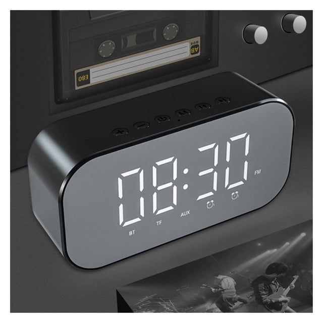 Haut-parleur Bluetooth/sans Fil S5, Réveil Numérique Miroir LED, Affichage de la Température, Support Bluetooth, Facile à Installer
