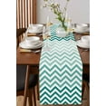 thumbnail image 4 of Teal Chevron Table Runner Cotton Linen 72 Inch Holiday Dresser Scarves,Ombre Geometric Ocean Wave V-shaped Tablerunner for Kitchen Coffee Dining Bedroom Home Living Room Dinner Scarf Décor 13''x72'', 4 of 9
