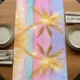thumbnail image 5 of Golden Palm Tree 108 Inch Table Runner, Rainbow Beach Seaside Farmhouse Dresser Scarf Cotton & Linen Tablerunner for Dining/Kitchen Island/Holiday Party Décor 13" x 108", 5 of 9