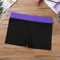 thumbnail image 6 of MSemis Girls Kids Gymnastics Dance Sports Booty Shorts Running Yoga Workout Stretchy Bottoms Purple&Black 14, 6 of 7