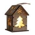 thumbnail image 2 of VOTRUDI Snowflakes Ornaments for Christmas Decoration,Glowing Wooden House Pendant for Creative Christmas Tree Decoration with Snowman, Elks and Snowflake Lighting.,Brown, 2 of 6