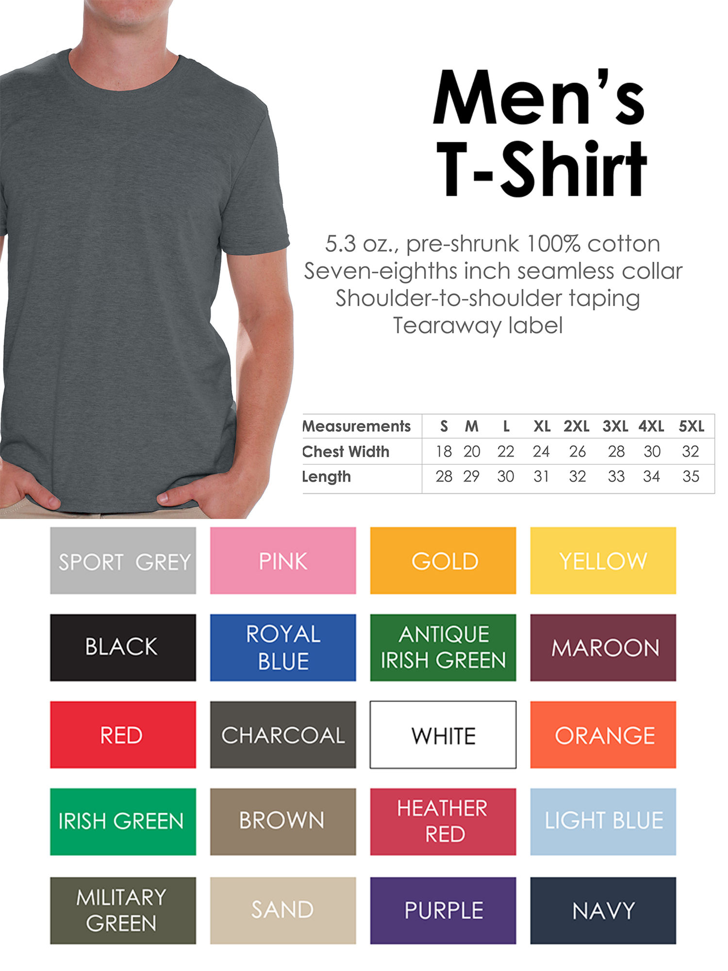 Gildan Shirts for Men Short Sleeve Tshirts Mens Classic Outwear Cotton Men's Shirt Blank Tee Shirts - image 4 of 4