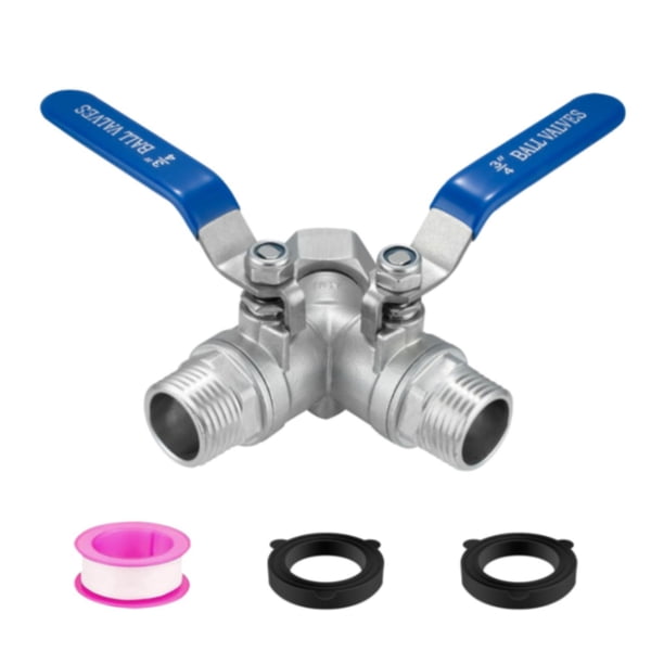 Divisor de manguera de jardín de 2 vías, rosca de 3/4 de pulgada, válvula Y resistente, conector divisor de manguera de flujo completo para exteriores