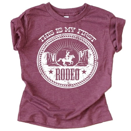 

My First Rodeo 1st Birthday T-Shirts for Baby Girls and Boys First Birthday Outfit Vintage Burgundy Shirt 18 Months
