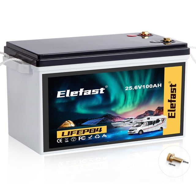 Batería Elefast LiFePO4 24V 100Ah con BMS integrado de 100A
