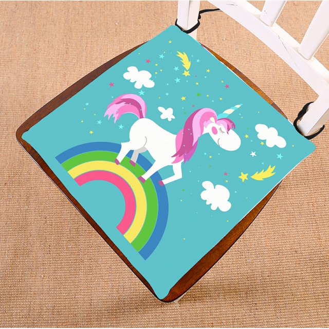 ABPHQTO Fairy Unicorn Rainbow Horse Pony Magic Animal Cojín para silla Cojín para asiento Cojín para silla Cojín para suelo 45x45 cm