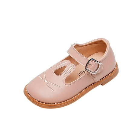 

NIUREDLTD Girls Leather Rabbit Design Soft Round Toe Princess Dress Flat Shoes(Toddler/Little Kid) Size 29