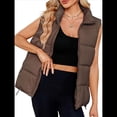 thumbnail image 1 of Chaleco Acolchado para Mujer, Abrigos de Abrigo, Chaquetas y Abrigos con Bolsillos. Marrón XL, 1 of 8
