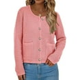 thumbnail image 4 of PRETTYGARDEN Women's Knit Cardigan Sweaters Fall Fashion Long Sleeve Open Front Button Down Trendy Casual Sweater Jacket, 4 of 8