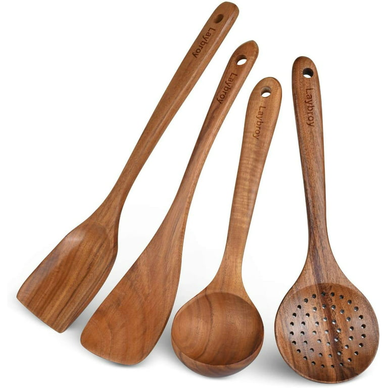 Non-Stick Handmade Wooden Serving and Cooking Spoon Kitchen Utensils, Set  of 6