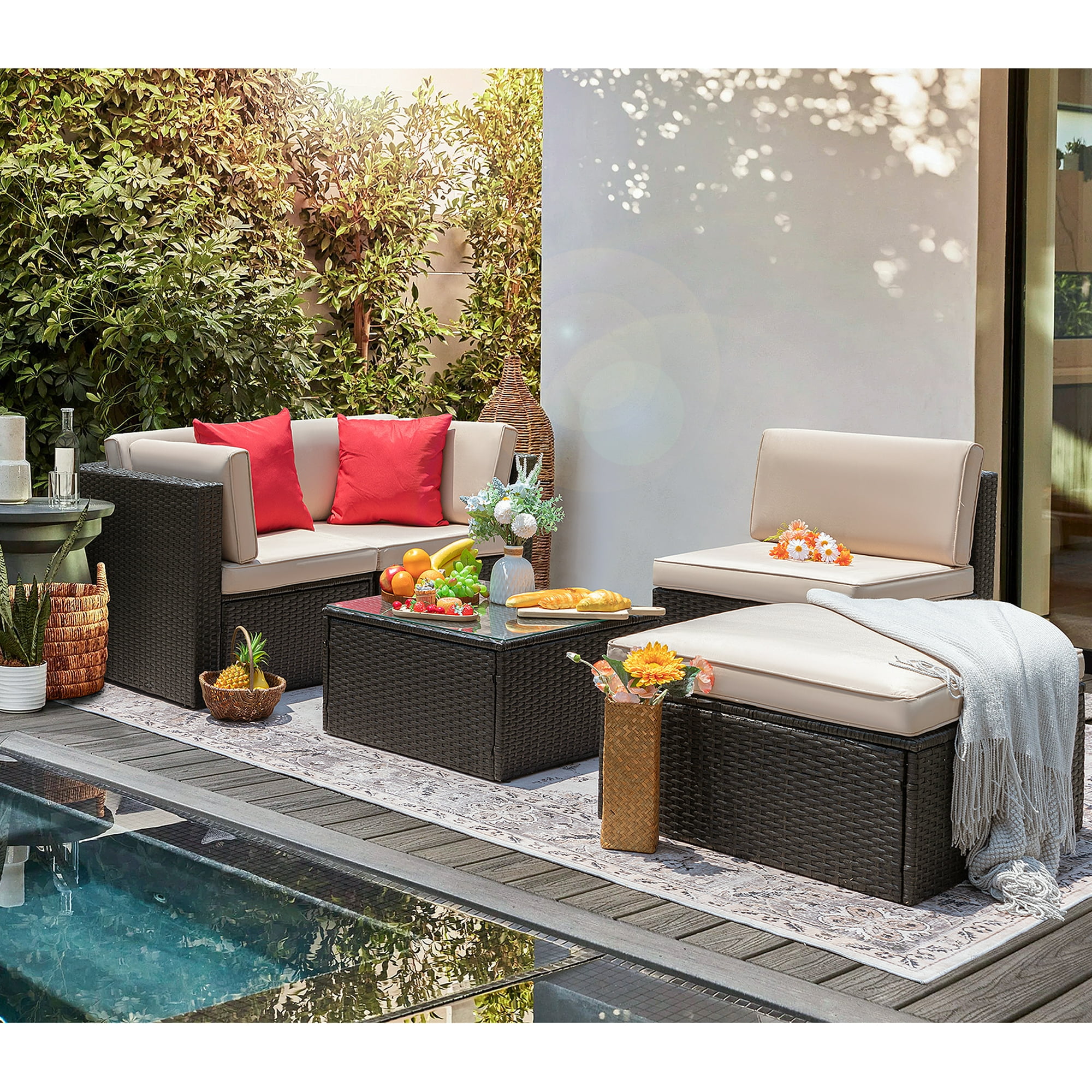 LACOO 5 Pieces Patio Sectional Set