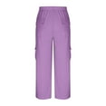 thumbnail image 5 of absuyy Plus Size Cargo Pants for Women High Waisted Multiple Pockets Workout Pants Baggy Casual Trousers Purple 2XL, 5 of 7